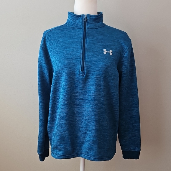 Under Armour Tops - Under Armour UA Heathered Blue Teal Quarter Length Zip-Up Sweatshirt